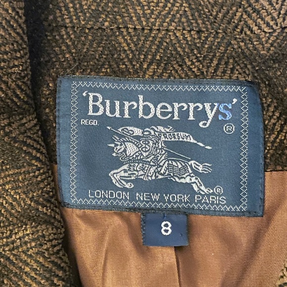 Vintage BURBERRY dark brown wool blend fully lined single breasted blazer, sz 8 - Picture 11 of 13